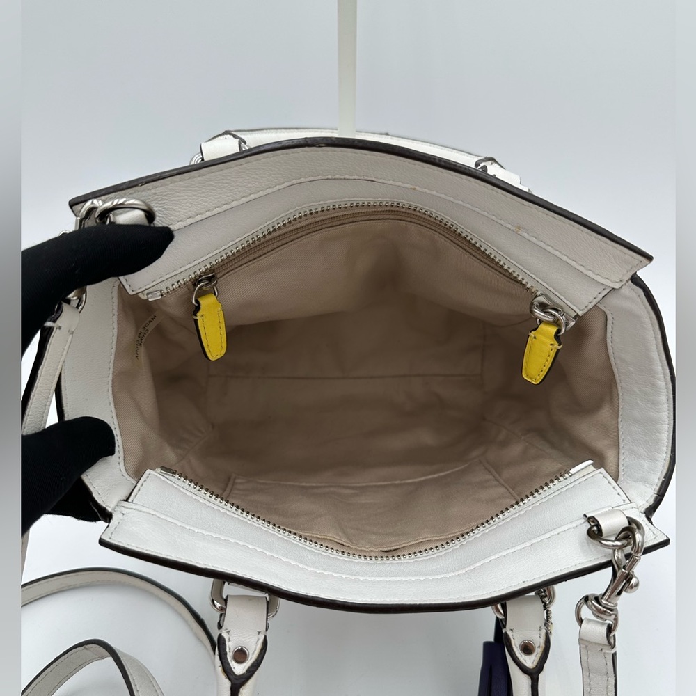 Coach Mini Tanner 48878 Chalk & Purple Colorblock Leather Crossbody - Picture 8 of 11